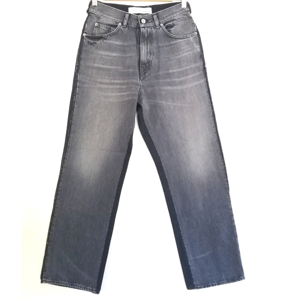 Golden Goose Two Tone High Rise Straight Leg Leather Pocket Jeans Size 2… - Picture 2 of 15